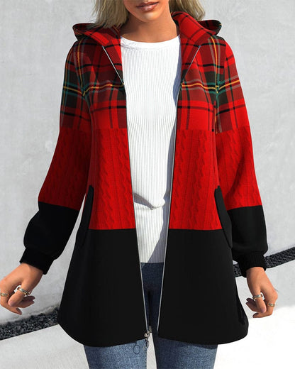 Missy - Women Checkered Coat - Casual - Hooded - Ideal for Winter