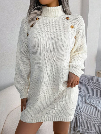 Women's Cozy Solid Colour Knitted Mini Dress