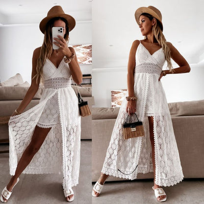 Women's Elegant Floral Lace Beach Party Dress | Ideal for Summer