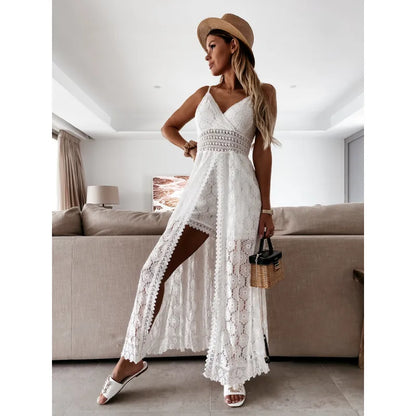 Women's Elegant Floral Lace Beach Party Dress | Ideal for Summer