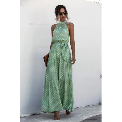 Women's Casual Long Strapless Dress with Polka Dot | Ideal for Summer