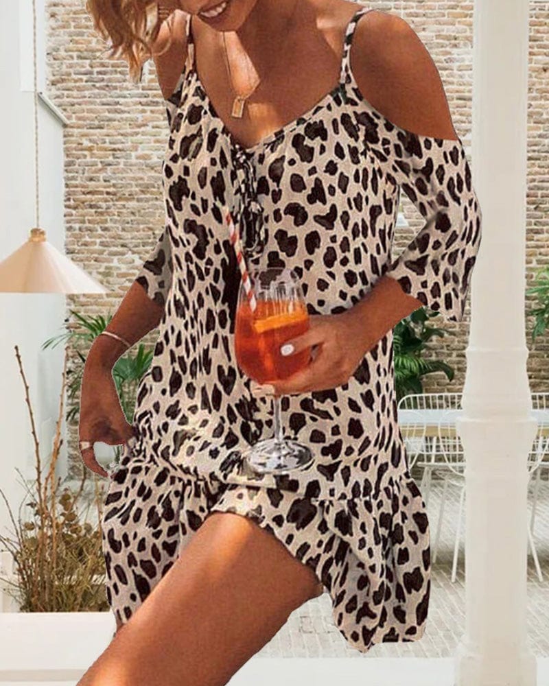 Women's Summer Casual Short Dress with Leopard Print | Ideal for Summer