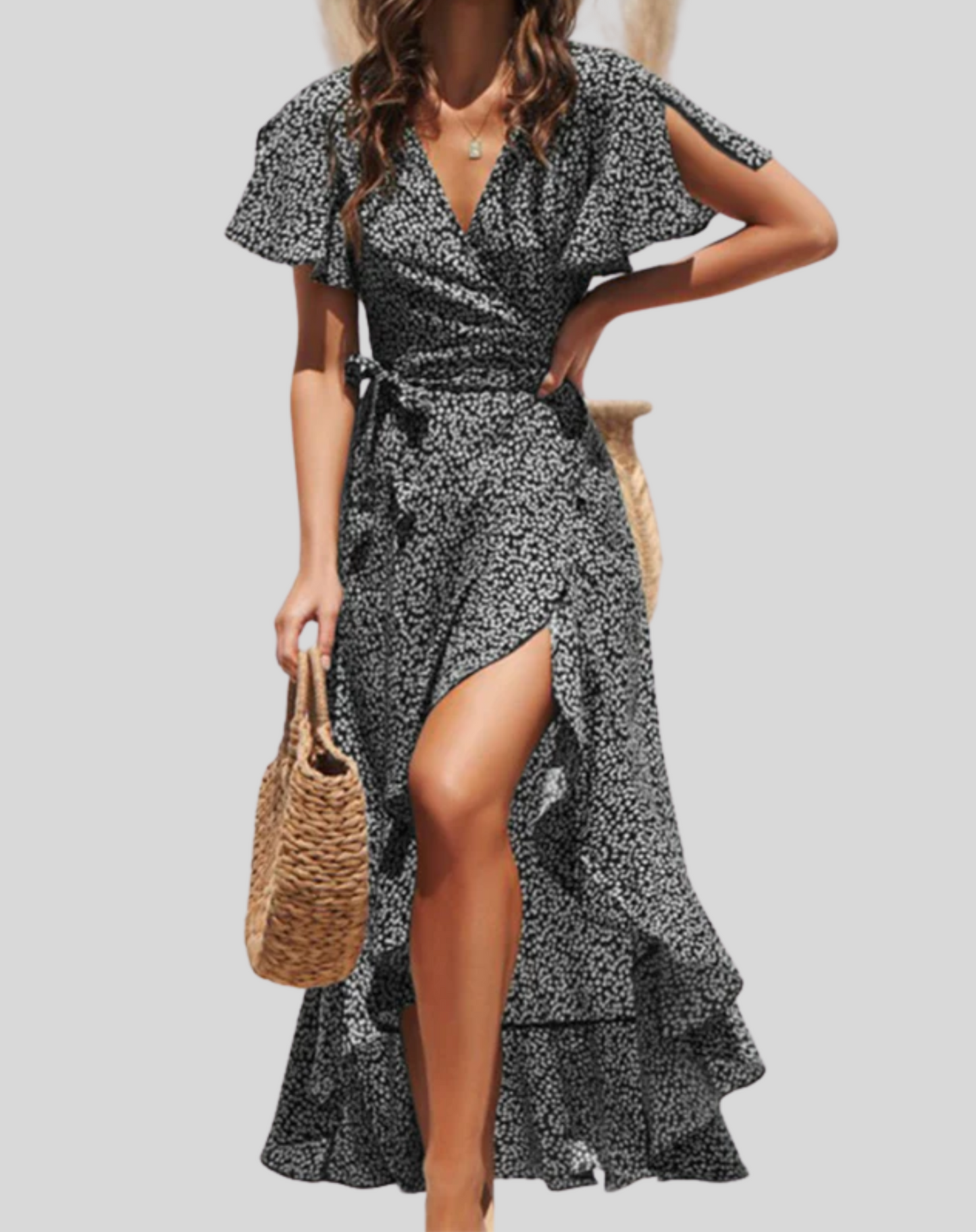 Women's Fashionable Wrap Dress in V-neck with Ribbon | Ideal for Summer