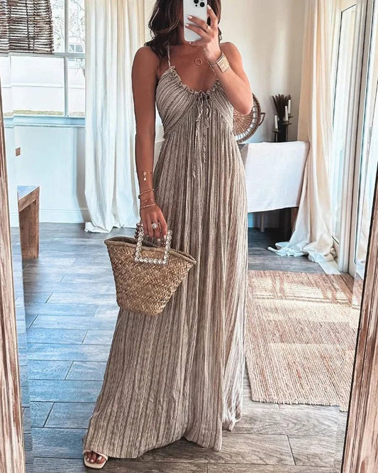 Women's Summer Sleeveless Pleated Maxi Dress | Perfect for Casual Days