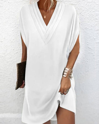 Women's Elegant Loose Layered V-neck Dress | Ideal for Summer