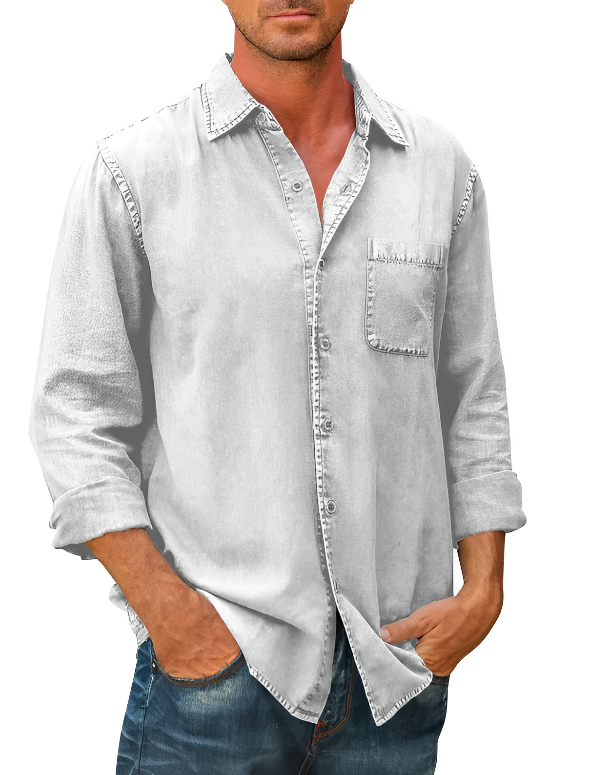 Eddie - Men’s Denim Shirt - Casual - Fashionable - Perfect for Casual Days