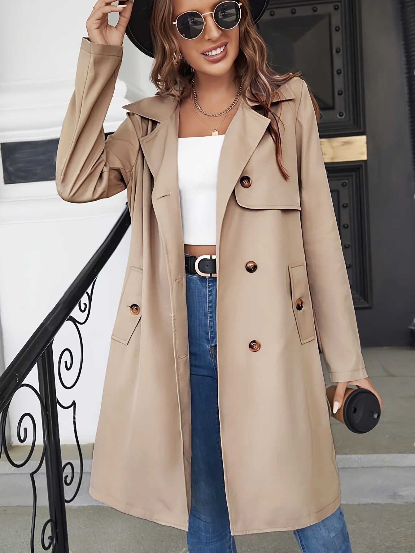 Chic Long Trenchcoat with Two Flap Pockets | Perfect for Everyday Wear