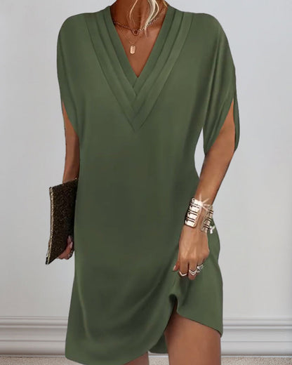 Women's Elegant Loose Layered V-neck Dress | Ideal for Summer