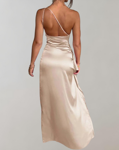 Women's Elegant Evening Dress with Off-the-Shoulder and Slit | Ideal for Summer