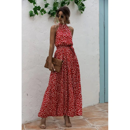 Women's Casual Long Strapless Dress with Polka Dot | Ideal for Summer