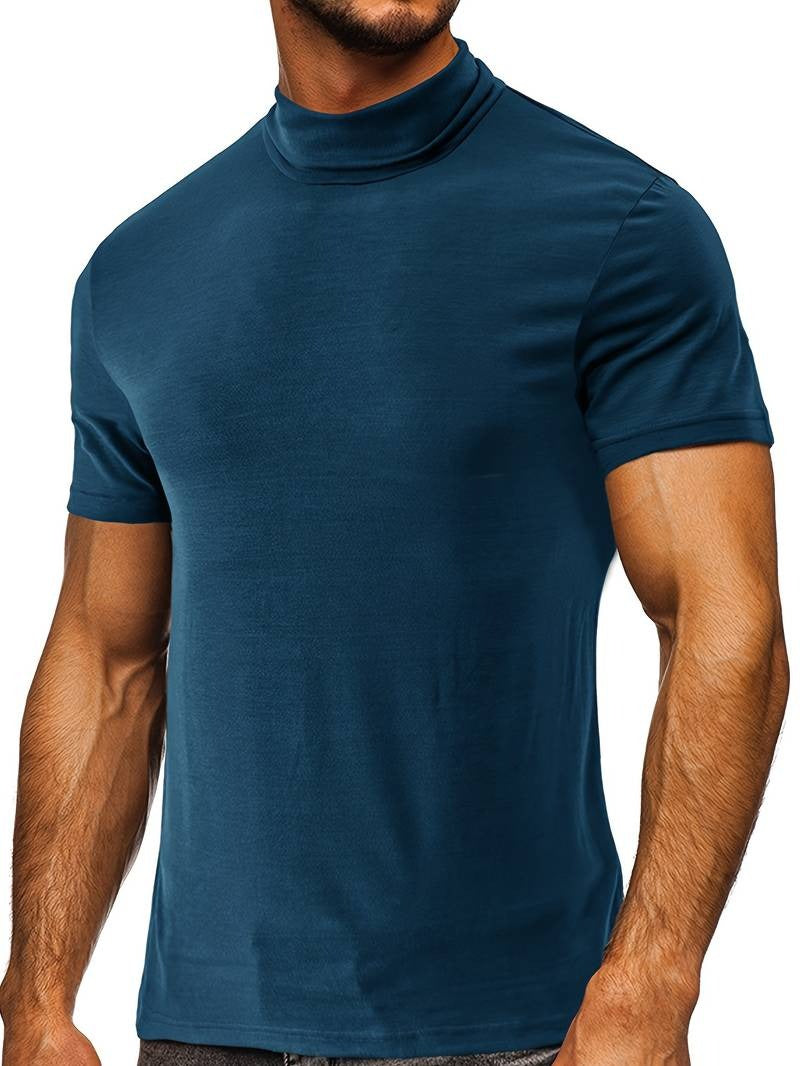 Men's Classic Fit Plain Turtleneck T-shirt | Ideal for Summer