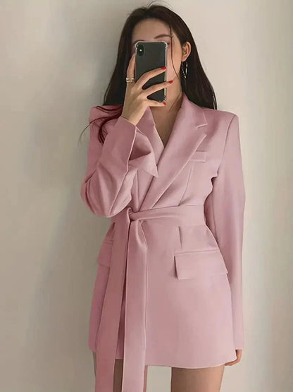 Women's Elegant Solid Colour Blazer Dress