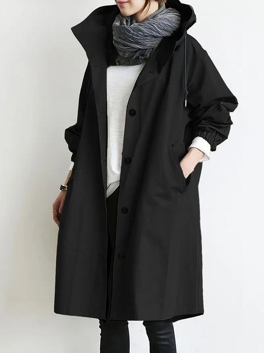 Amethyst - Thick Trench Coat - Outdoor - Drawstring Hood - Ideal for Winter