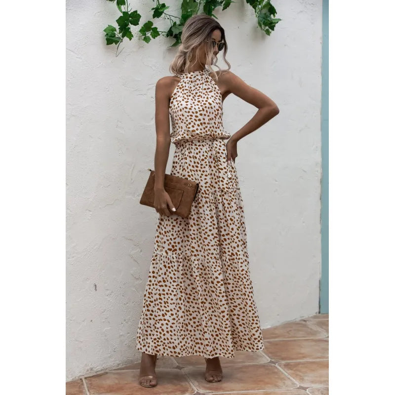 Women's Casual Long Strapless Dress with Polka Dot | Ideal for Summer