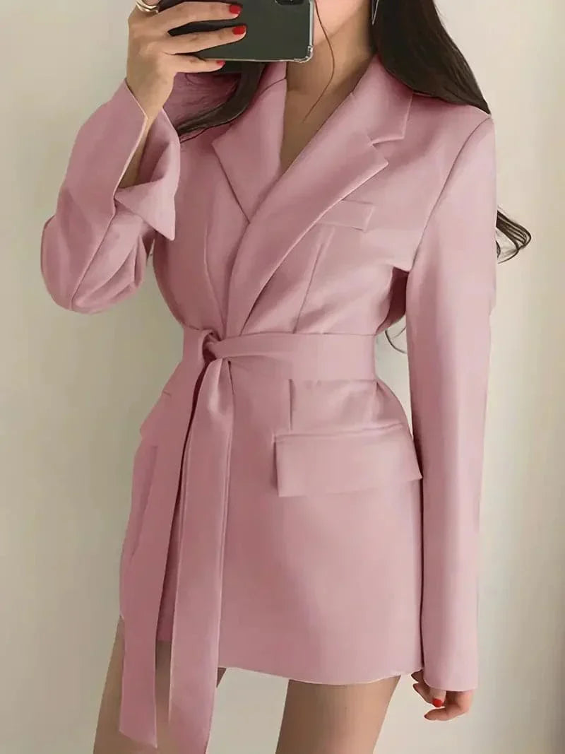 Women's Elegant Solid Colour Blazer Dress