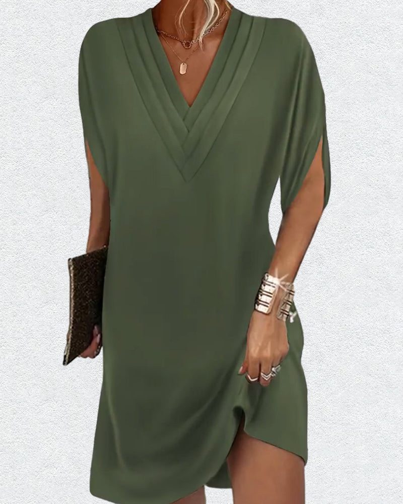 Women's Elegant Loose Layered V-neck Dress | Ideal for Summer