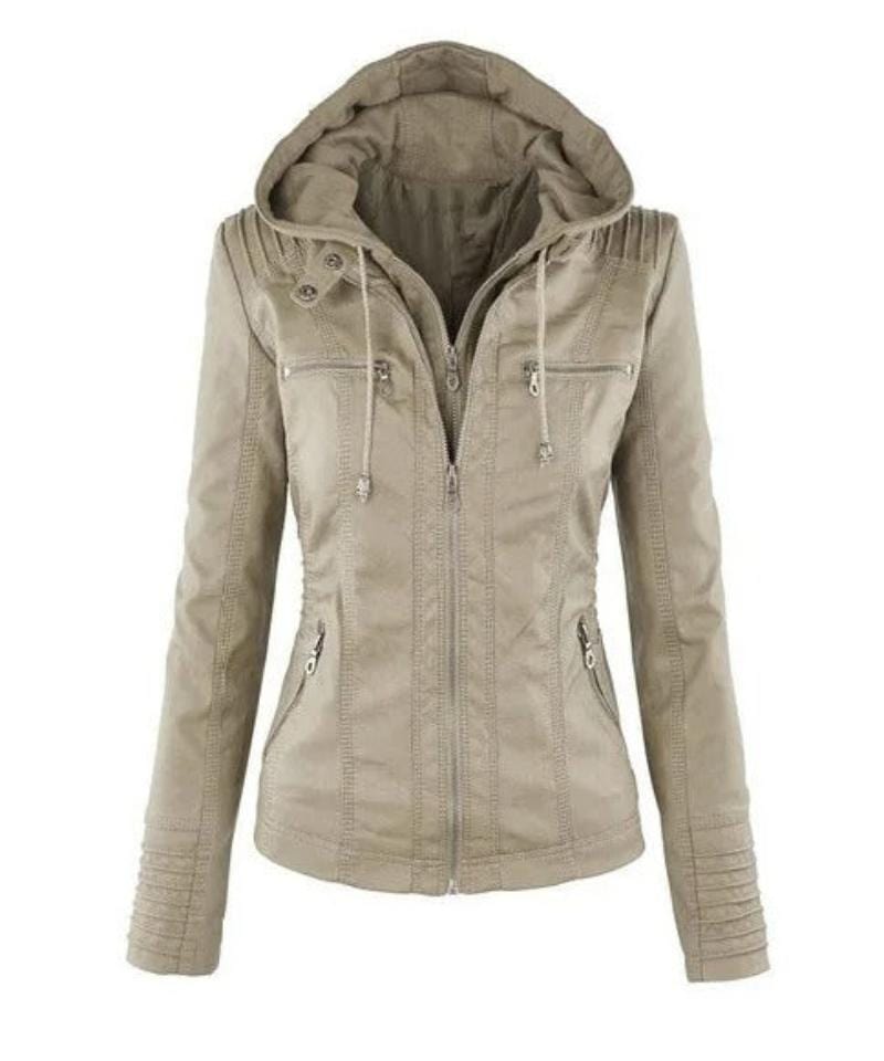 Jayda - Women's Vintage Leather Jacket - Classic - Hooded - Ideal for Winter