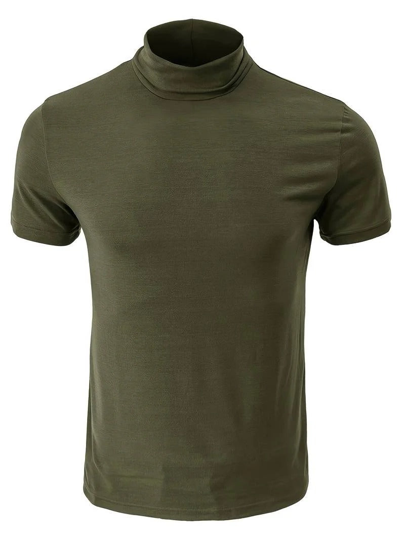 Men's Classic Fit Plain Turtleneck T-shirt | Ideal for Summer