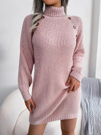 Women's Cozy Solid Colour Knitted Mini Dress