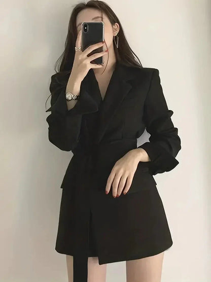 Women's Elegant Solid Colour Blazer Dress