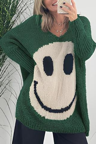 Tina - Sweater - Casual - Smiley Print - Ideal for Winter