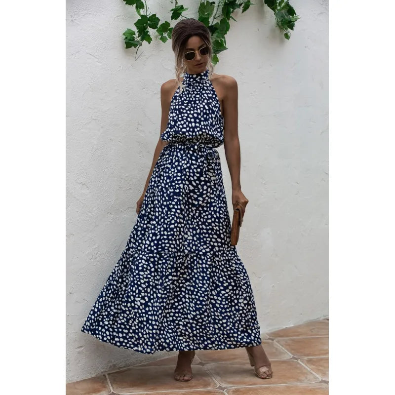 Women's Casual Long Strapless Dress with Polka Dot | Ideal for Summer