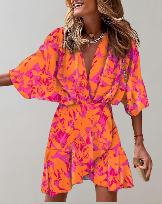 Women's Fashionable Print Batwing Sleeve Dress | Ideal for Summer