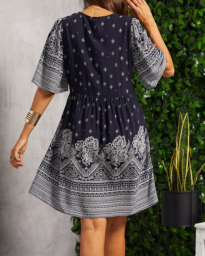 Women's Summer Casual Short Floral Dress with V-Neckline | Perfect for Casual Days