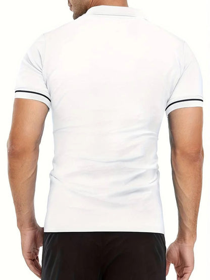 Men's Slim Fit Golf Shirt with Zipper with Lined Design | Ideal for Summer