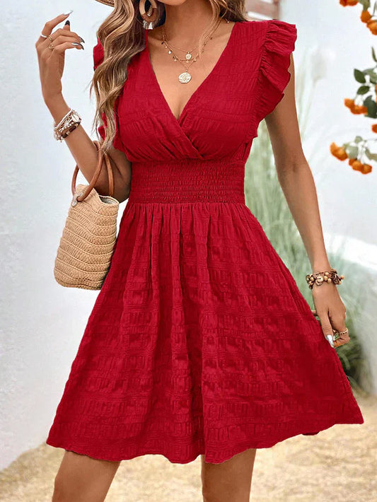 Cheryl - Dress - Elegant - Ruffled Sleeves - Ideal for Summer