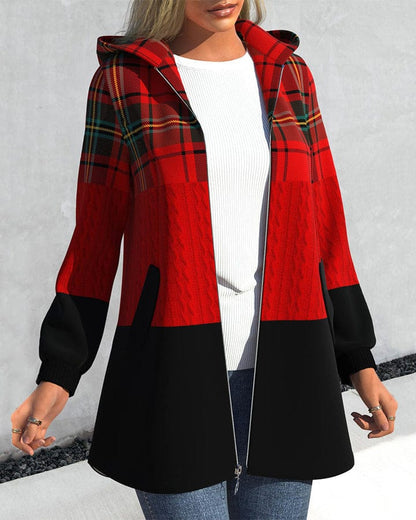 Missy - Women Checkered Coat - Casual - Hooded - Ideal for Winter