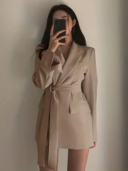 Women's Elegant Solid Colour Blazer Dress