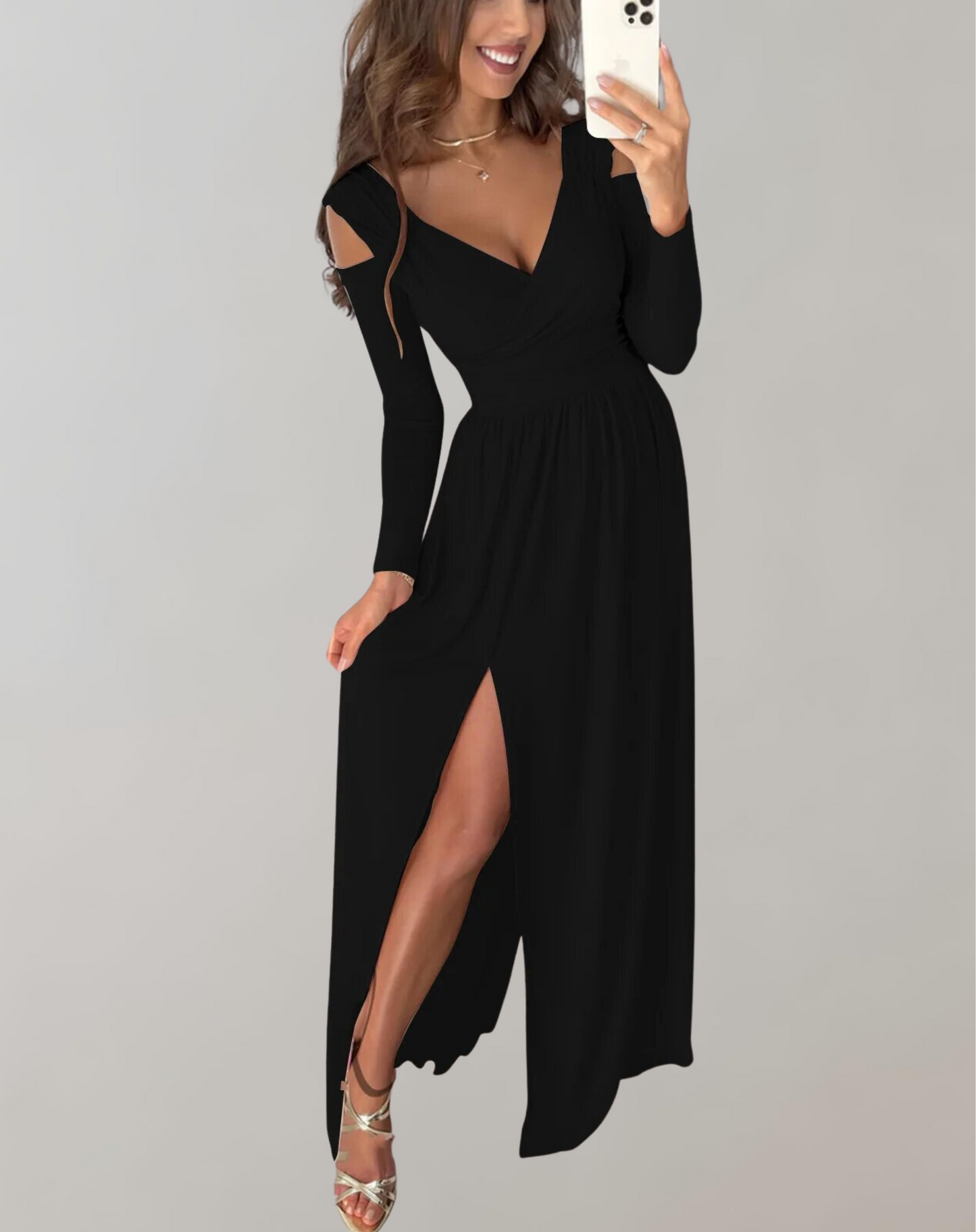 Women's Stylish V-Neck Party Dress with Slit | Ideal for Party