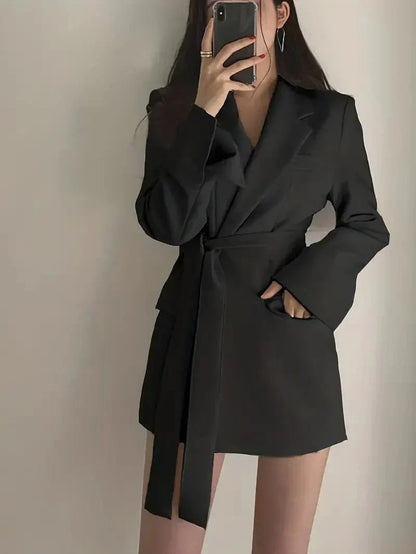 Women's Elegant Solid Colour Blazer Dress