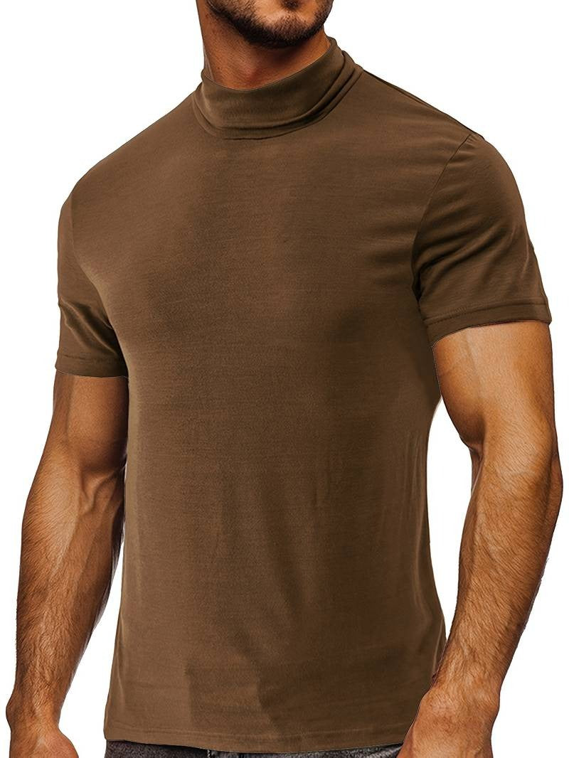 Men's Classic Fit Plain Turtleneck T-shirt | Ideal for Summer