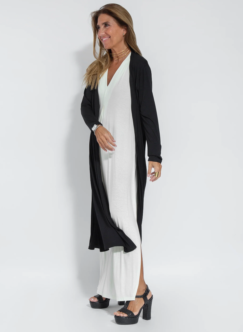 Women's Elegant Long V-neck Sleeveless Dress with Cardigan Set | Ideal for Summer