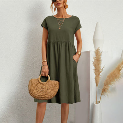 Women's Stylish Minimalist Summer Dress in Solid Colour | Ideal for Summer