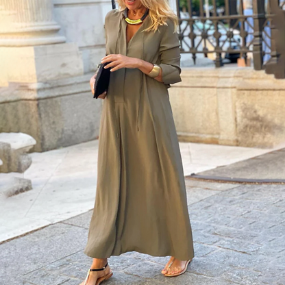 Women's Loose Fit V-neck Long Dress | Ideal for Summer