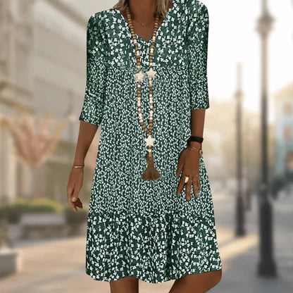 Women's Summer Casual Floral V-Neck Midi Dress | Ideal for Summer