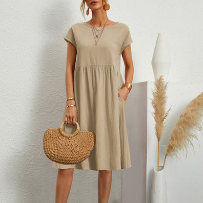 Women's Stylish Minimalist Summer Dress in Solid Colour | Ideal for Summer