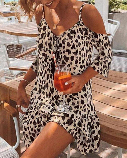 Women's Summer Casual Short Dress with Leopard Print | Ideal for Summer