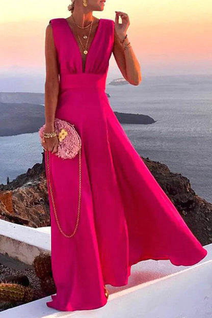 Women's Elegant Long Sleeveless Maxi Dress | Ideal for Summer