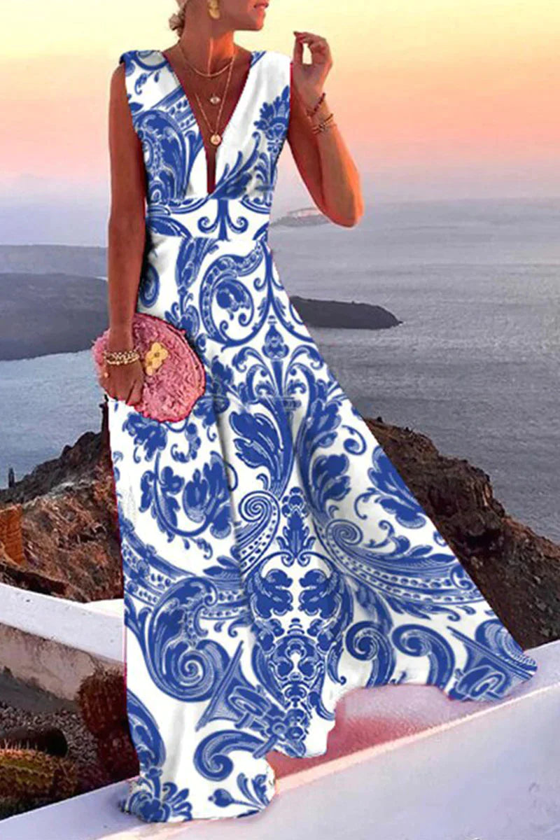 Women's Elegant Long Sleeveless Maxi Dress | Ideal for Summer