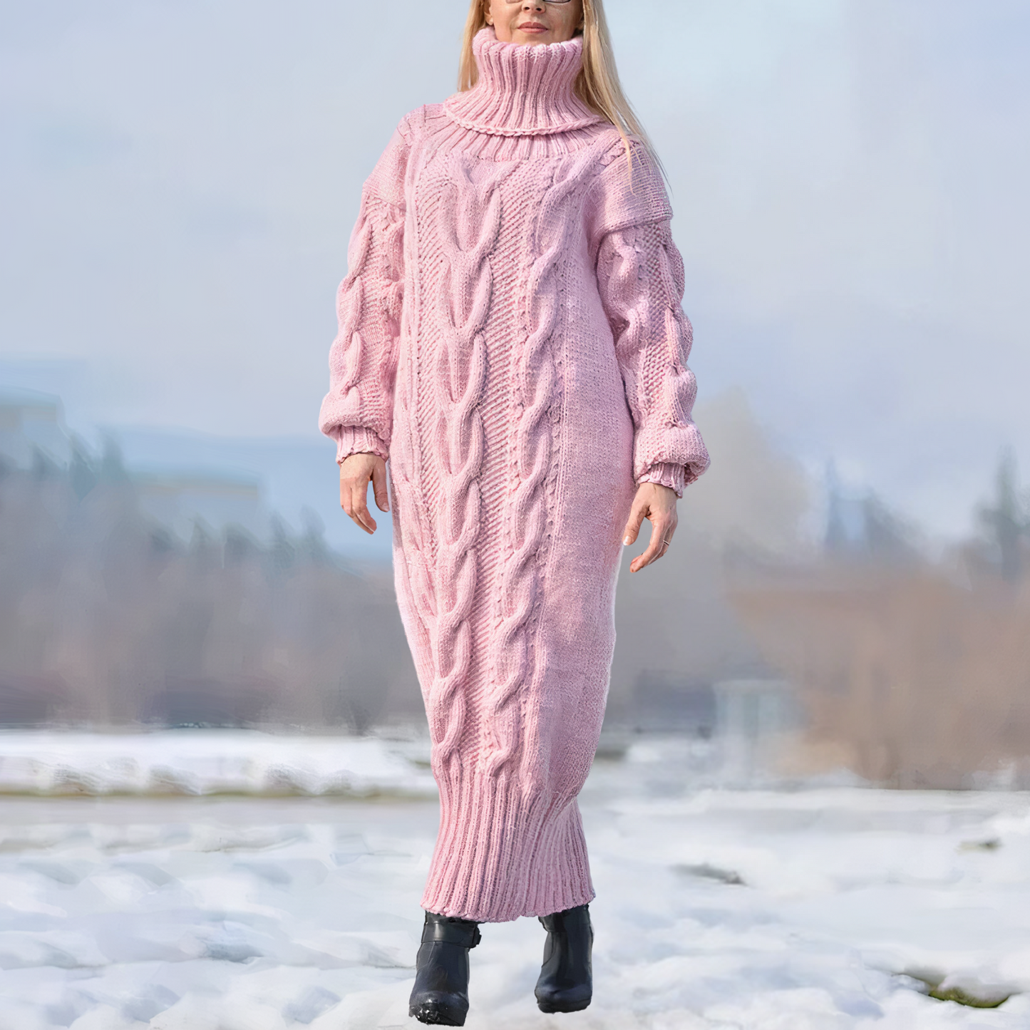 Women's Warm Knitted Long Dress