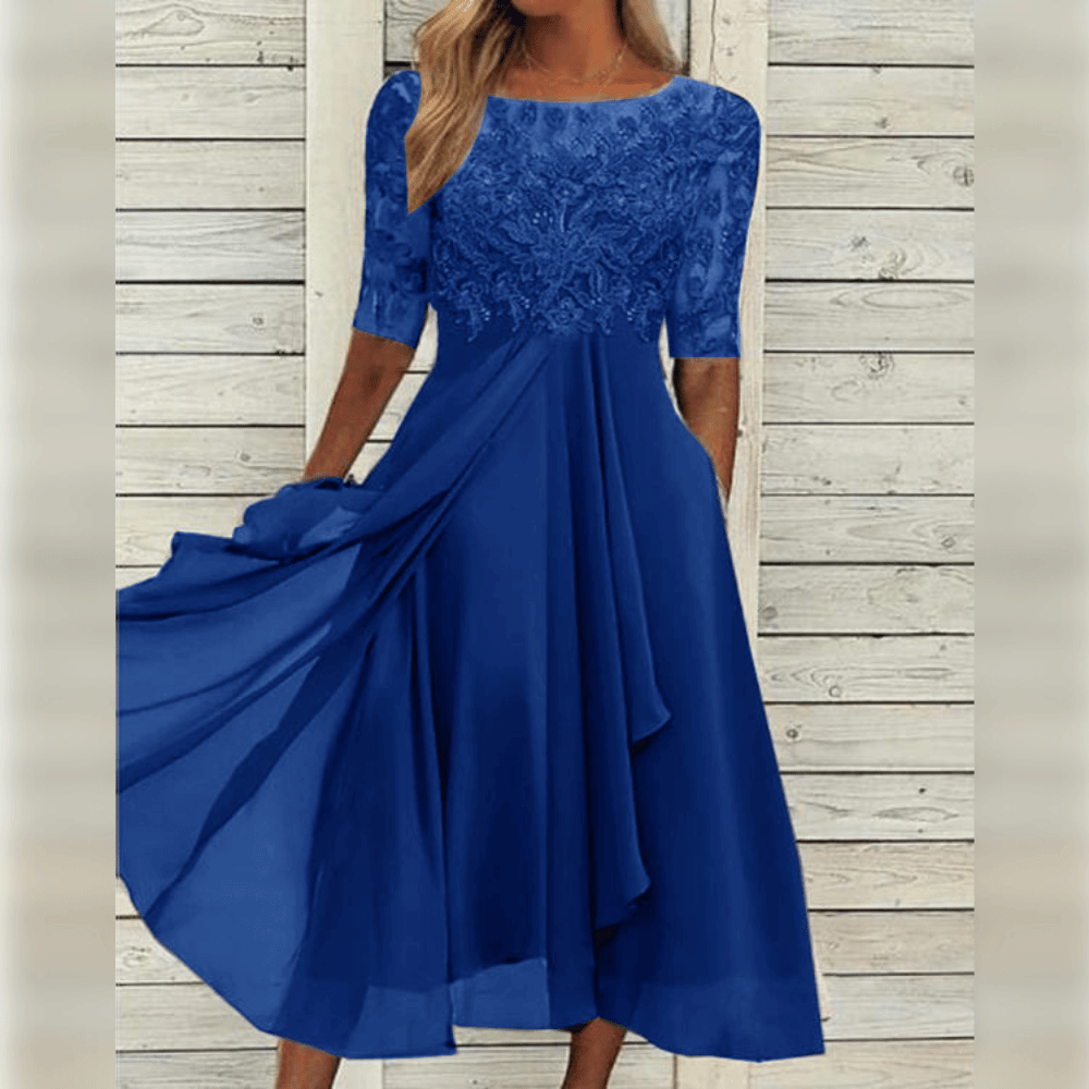 Women's Elegant Midi-Party Dress with Lace | Ideal for Summer