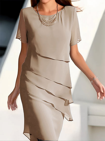 Women's Elegant Solid Colour Chiffon Dress | Ideal for Summer