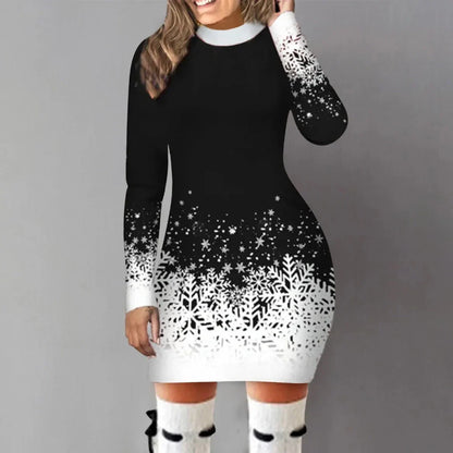 Women's Cozy Snowflake Sweater Dress