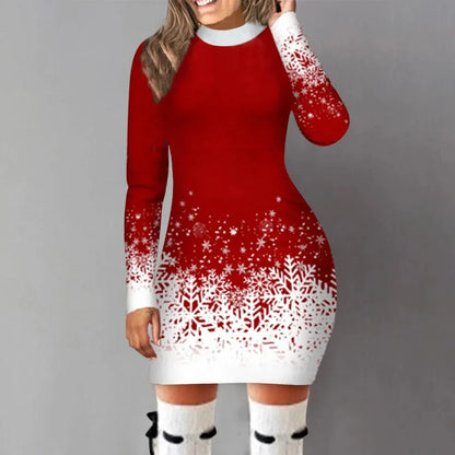 Women's Cozy Snowflake Sweater Dress