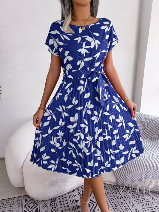 Women's Trendy Blue Printed Midi Dress