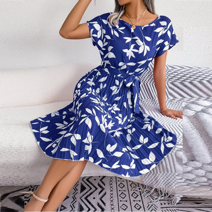 Women's Trendy Blue Printed Midi Dress